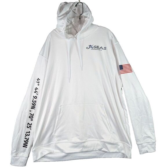 Piesco J Seas St. Agustin FL Hoodie Jacket Adult Sz XL White Pullover USA Signed - Picture 1 of 12